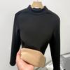 H331 Women's Slim Fit Knitted Half Turtleneck Sweater - Plus Velvet, Warm Long Sleeve Top for Autumn and Winter
