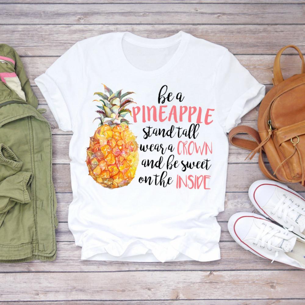 Colored Cartoon Fruit Tshirts  Avocado and Pineapple Tshirts Plussize Casual Tshirt Daily Streetwear Women Casual Tops