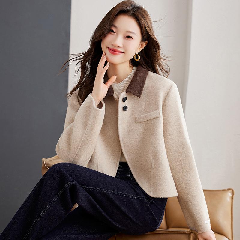 

Двустороннее шерстяное пальто женское короткое осенне-зимнее новое тонкое шерстяное пальто M