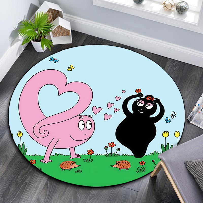 Barbapapa2 Round Area Rug,Carpet Rug for Living Room Bedroom Sofa Playroom Decor,Non-slip Floor Mat