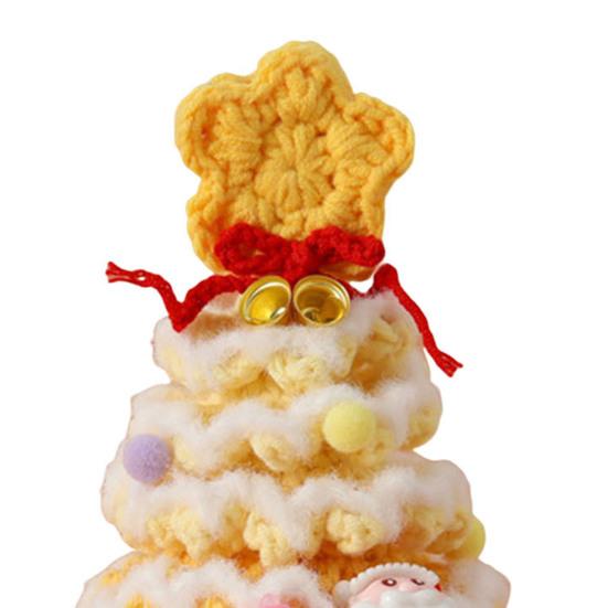 Handmade Crochet Christmas Tree Decoration Tabletop Knitted Small Artificial Flocking Christmas Tree for Home Office Holiday Decor