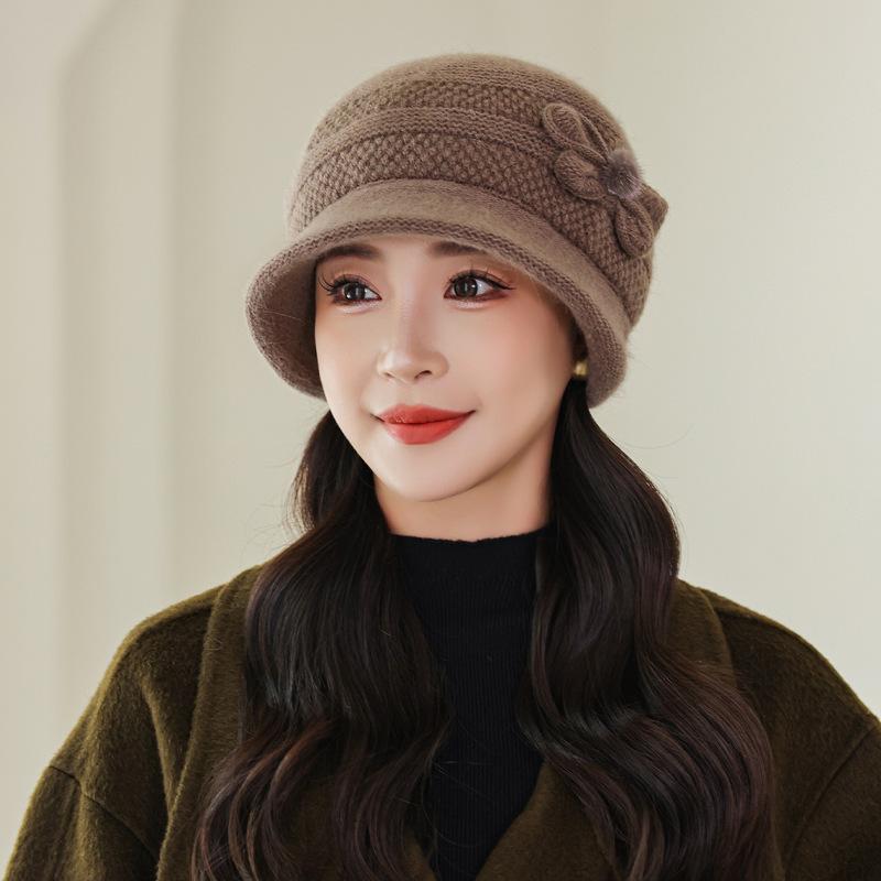 Hat Woman In The Elderly Hat Mother Rabbit Fur Wool Hat Fleece Cold Grandma Old Lady Knitted Hat Thick