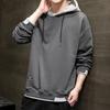 Men Hoodie Contrast Colors Drawstring Casual Long Sleeve Thick Loose Autumn Hoodie for Daily Wear