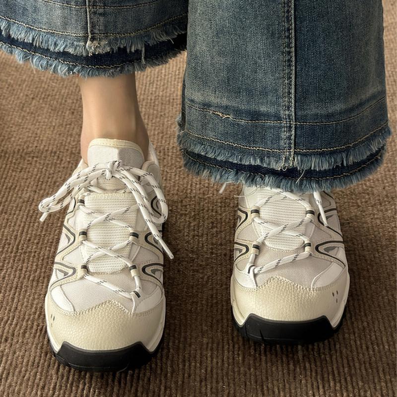 Casual Thick Bottom Elevated Increase Round Head Sneakers 2024 New Fashion Simple All-match Color Matching Women Shoes Spring