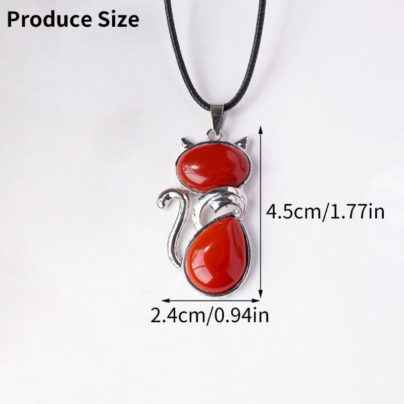 Natural Crystal Cats Pendant Necklace Delicate Crystal Cats Pendant Necklace with Spiritual Symbolism for Fashionistas