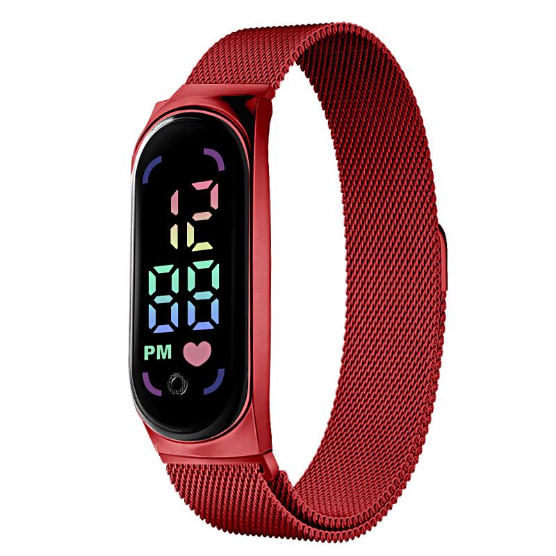 Waterproof Magnetic LED Digital Sports Watch for Students with Alloy Bracelet - Children's Gift