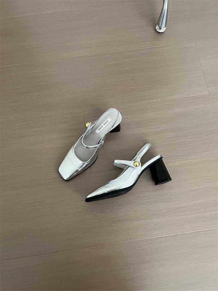 

Fashion 2015 Women s High Heel Mary Jane Shoes French Summer Soft Sole with Skirt Square Head Baotou Sandals 42 серебряный