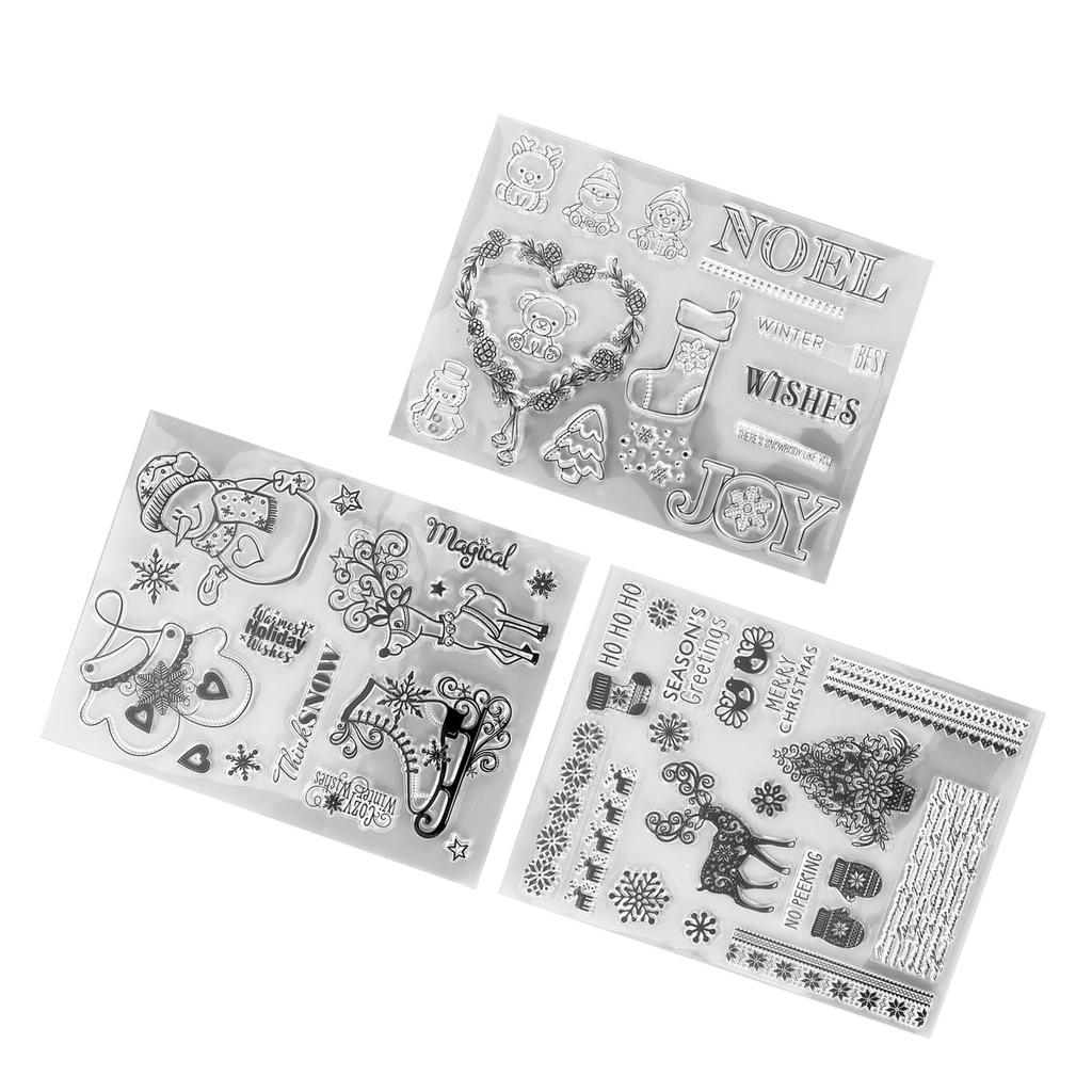 3 Stück Klare Stempel Klarer Abdruck Recycelt Sicher Weihnachten Hirsch Transparente Stempel für Bastelkarten 