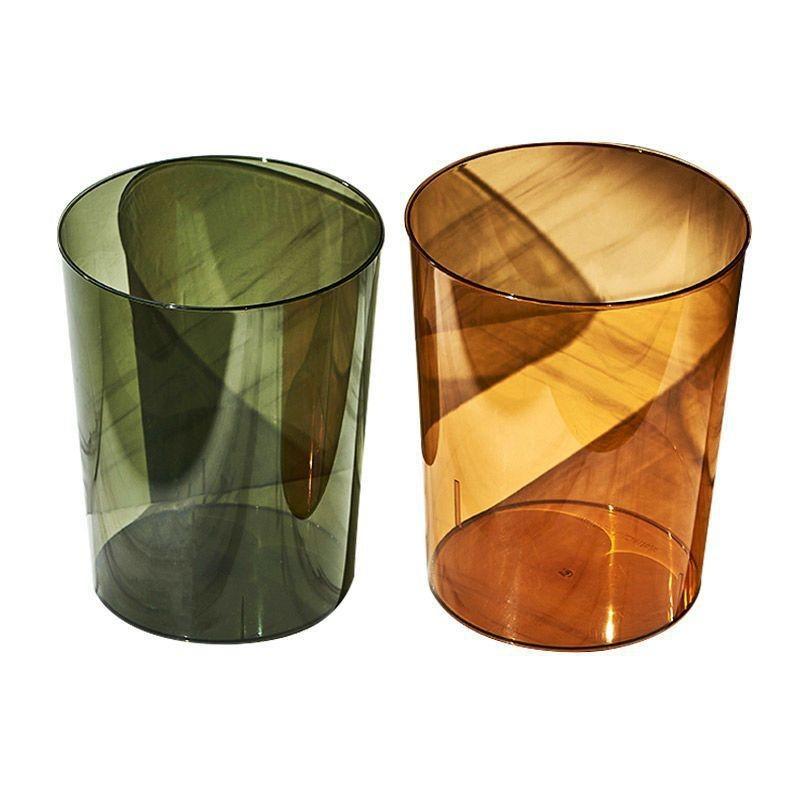 Clear Transparent Trash Can Compact Desktop Garbage Can Small Spaces Practical Waste Paper Storage Bucket Recycling Ice Bucket