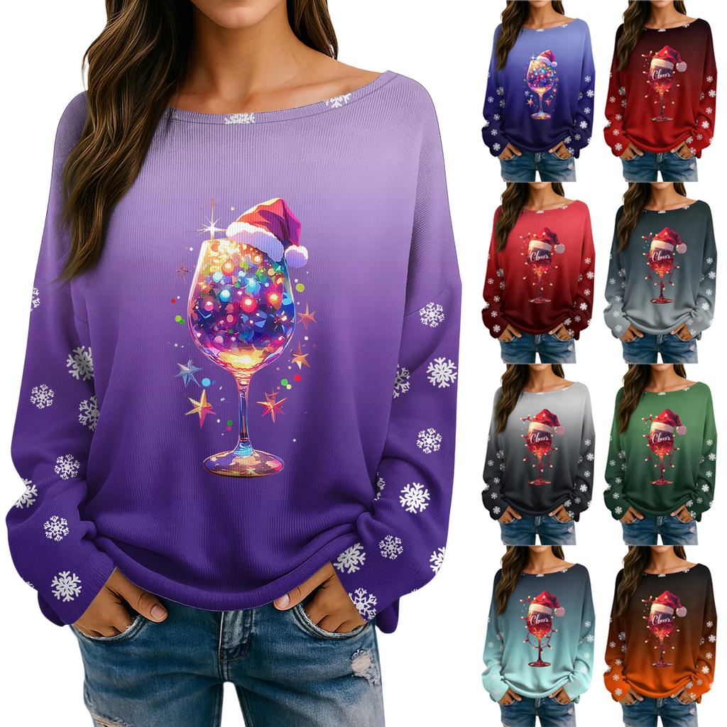 Womens  Fall Sweaters Long Sleeve Print Tops Pullover Sweaters Loose Dressy Casual Basic Clothes
