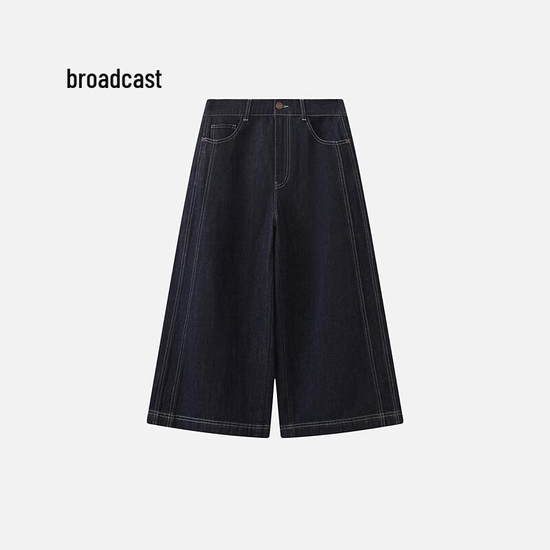 Broadcast Women s Retro Washed Wide-Leg Cropped Jeans M