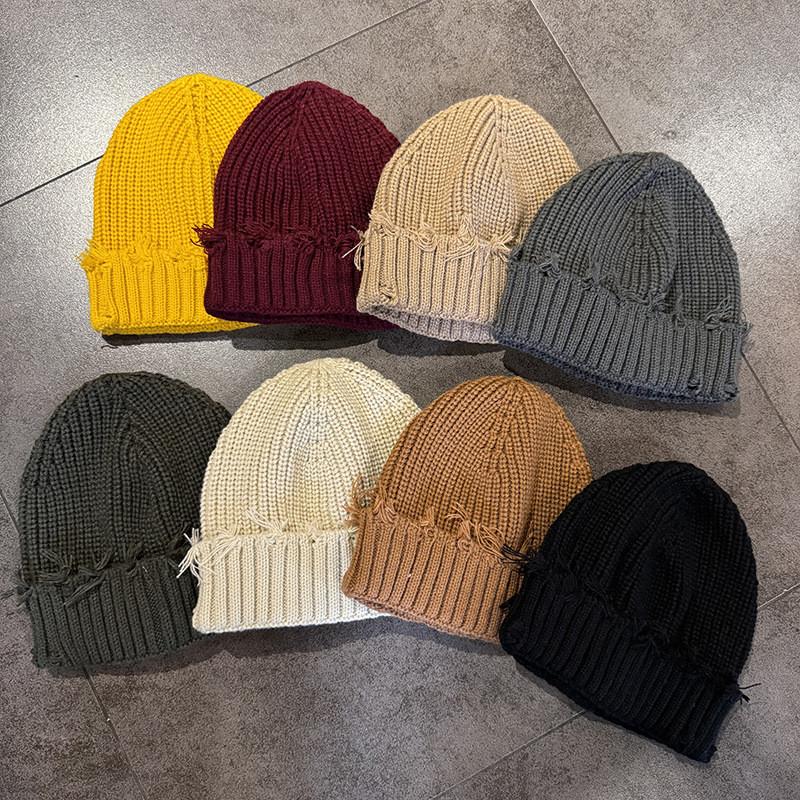 Knitted Color Solid Cap Winter Street Style Warm Beanie Hat For Casual Wear