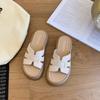 Thick-soled one-word slippers for women's summer wear, new with skirts, casual seaside beach cool slippers