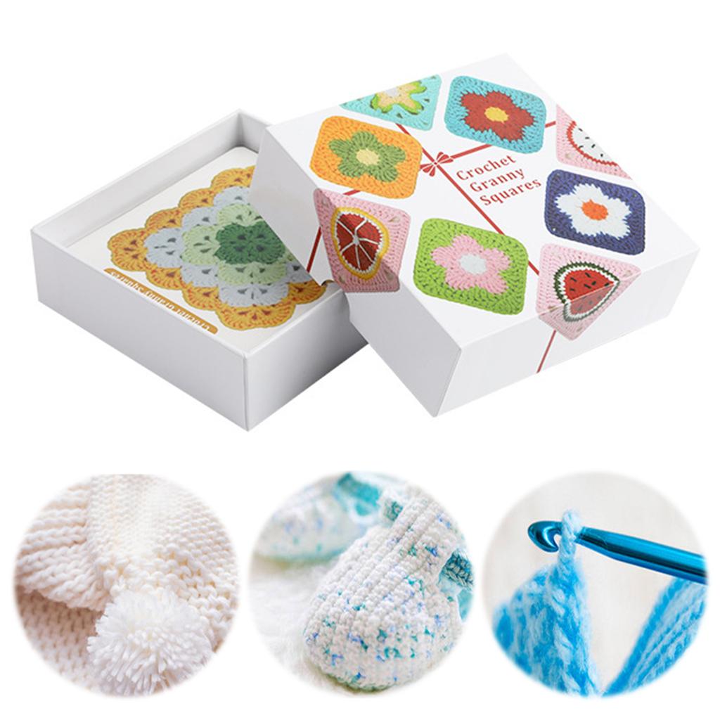 20pcs DIY Knitted Pattern Cards Set Granny Square Card Deck Crochet Cards Knitting Kit for Beginners and Advanced Crafters
