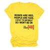 Roses Are Red Women's Loose Round Neck T-Shirt - Short Sleeve, Simple Design, 2021