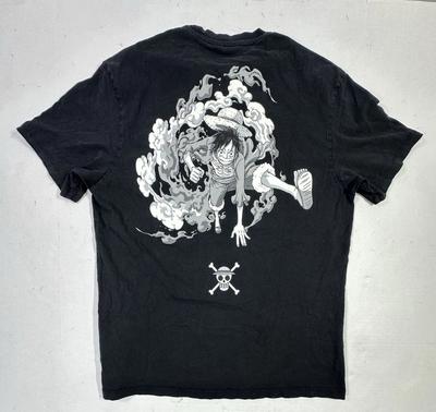 Bershka T-shirt a manica corta con grafica Luffy da uomo M Anime T-shirt nera Jump Manga