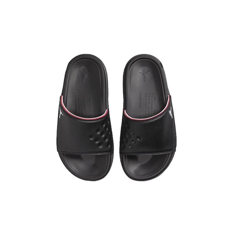 Jordan Play Leather Quiet Kids' Slippers Black White Red DN3596-060
