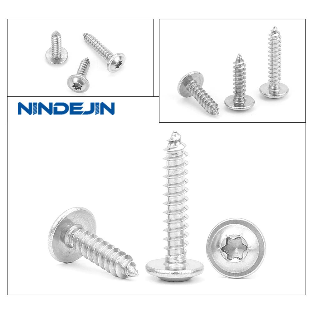 20-50 Stück Torx Rundkopf mit Bund Selbstschneidende Schraube Edelstahl 304 M2.6 M3 M4 M5 M6 Sechslochs Stern Holzschraube