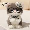 Plush Pendant for Bags Cute Kitten with Glasses And Tie Soft Stuffed Animal Plushie Gift Girls Keychain Backpacks Keys Decorative Hanging