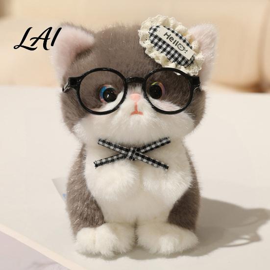 Plush Pendant for Bags Cute Kitten with Glasses And Tie Soft Stuffed Animal Plushie Gift Girls Keychain Backpacks Keys Decorative Hanging