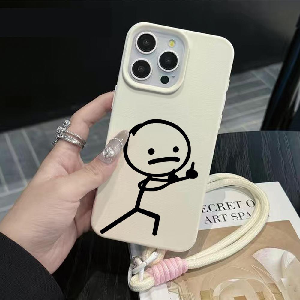 Wacky Stickman Strap Rope Phone Case For iPhone 17 16 15 14 13 12 Pro Max 16 15 14 Plus 17 16 15 Pro 17Air Silicone Matte Cover