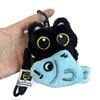 Roztomilý plyšový černý kočičí klíčenka Kreslená kočka držící rybu Kroužek na klíče pro tašku Peněženku Měkké plyšové zvířátko Klíčenka Dárek pro milovníky koček