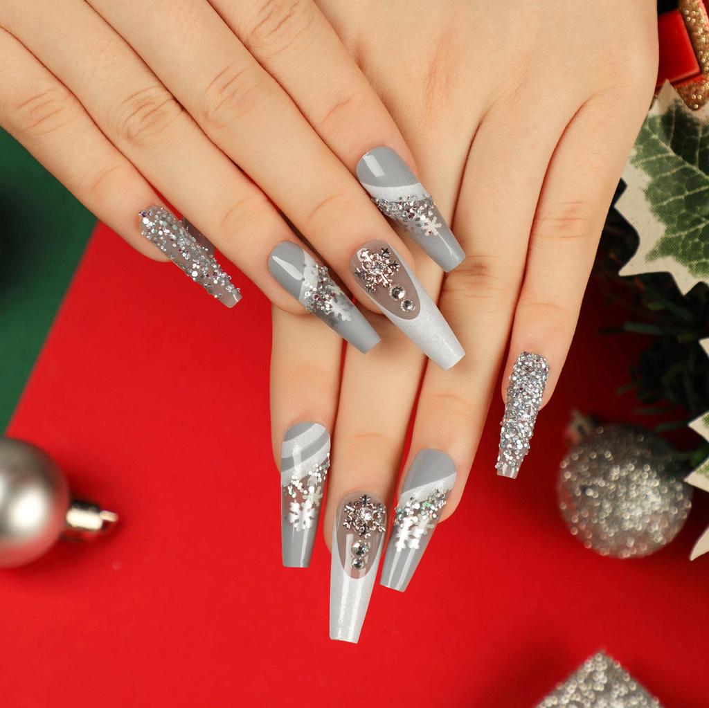 Festive Christmas Candy Short Nail Art Patches - Wearable & Removable False Nails