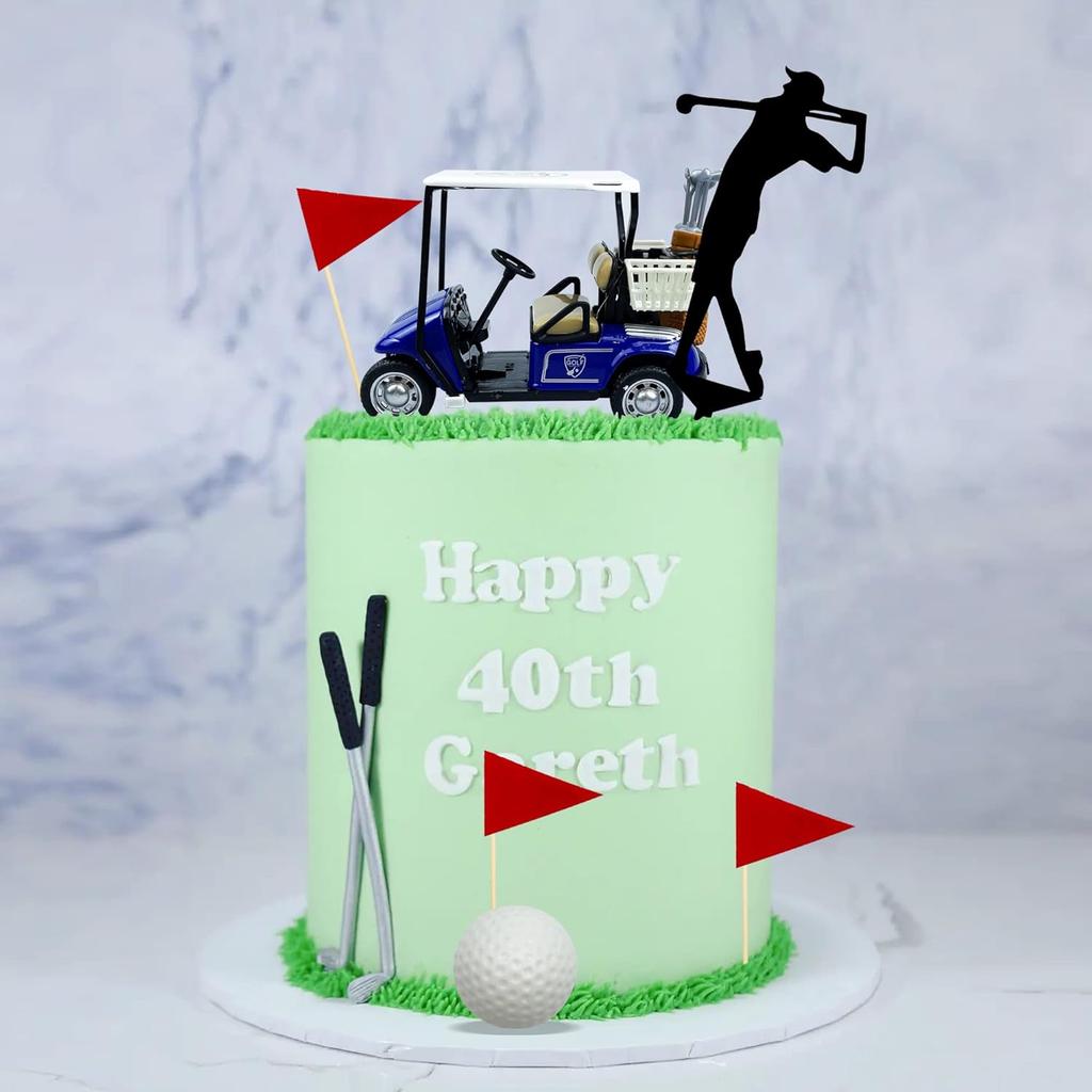 Decorazioni per Torta da Golf Direzione Torta Blu Topper da Torta Giocatori di Golf con Carrello Bandierina Pallina da Golf Sport Tema Golf Festa Fornitura