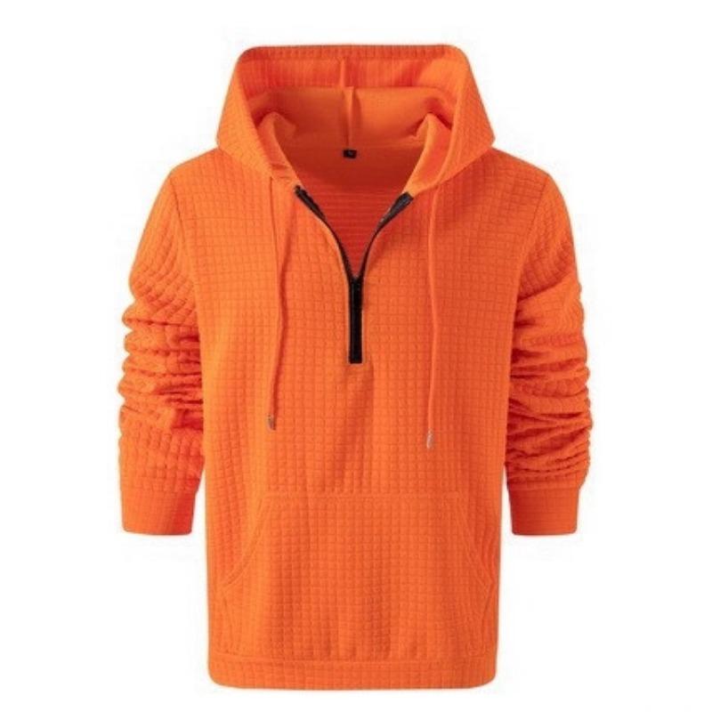 Men S Hooded Sweatshirt Plaid Casual Loose Fit Long Sleeve Pullover