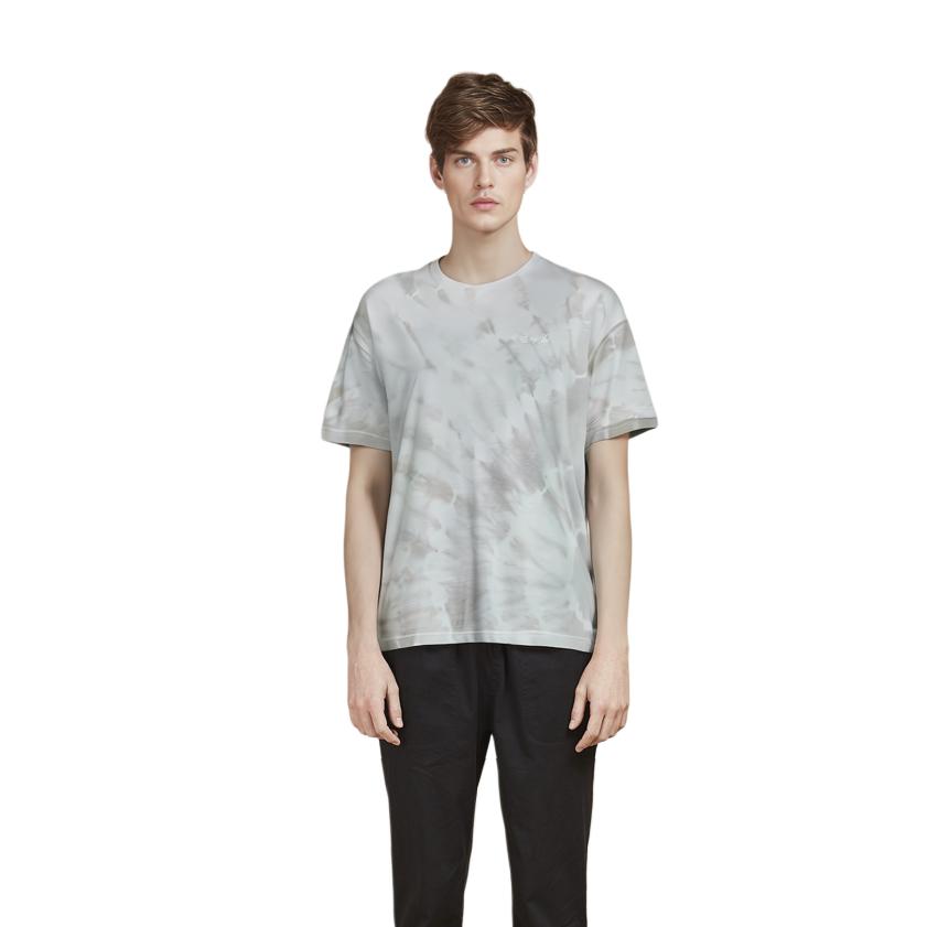 Li Ning All Over Print Round Neck Pullover Short Sleeve T-Shirt Men Tops Gray AHST155-2