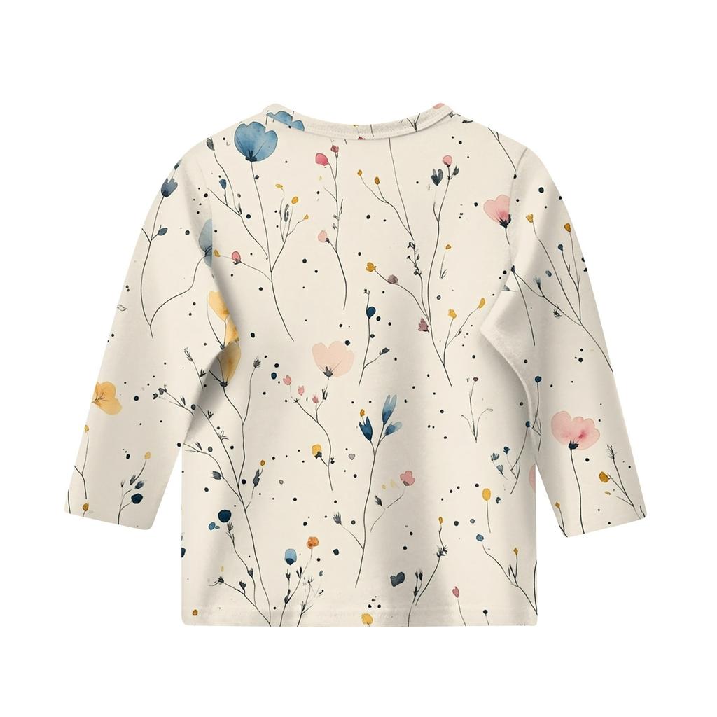 Kinder 3/4 Ärmel Tops Casual Print T-Shirt Rundhals Pullover Bluse