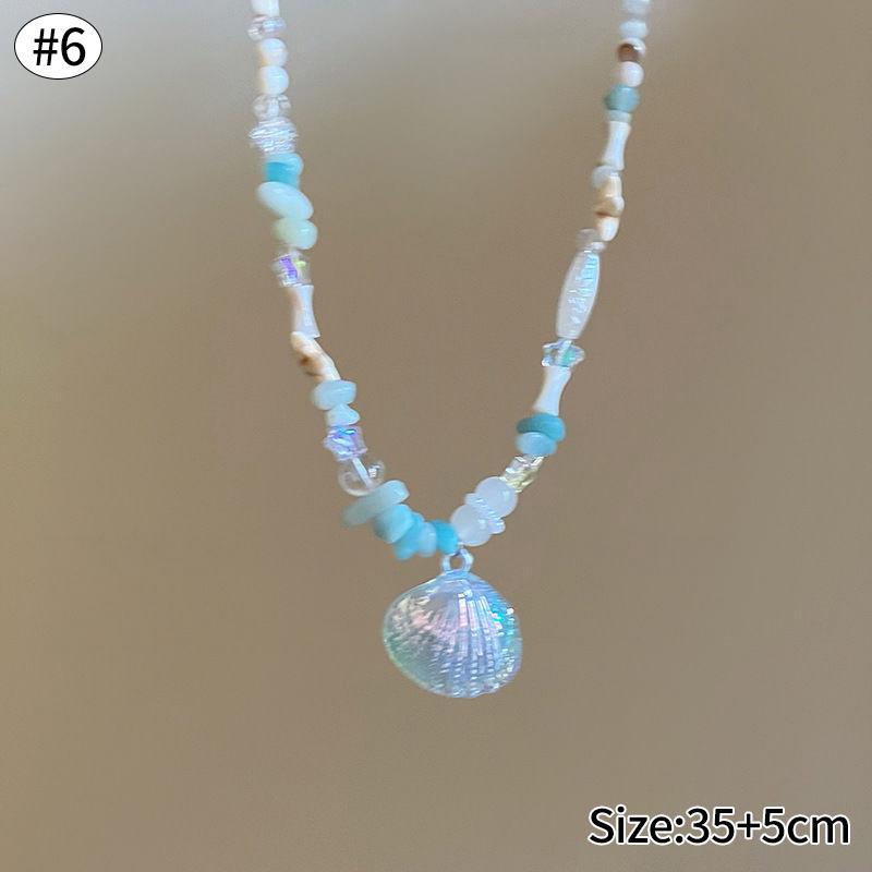 Starfish Shell Necklace Beach Vacation Style Pendant Necklace for Women Fashion Collarbone Chain Summer Sweet Jewelry Gift