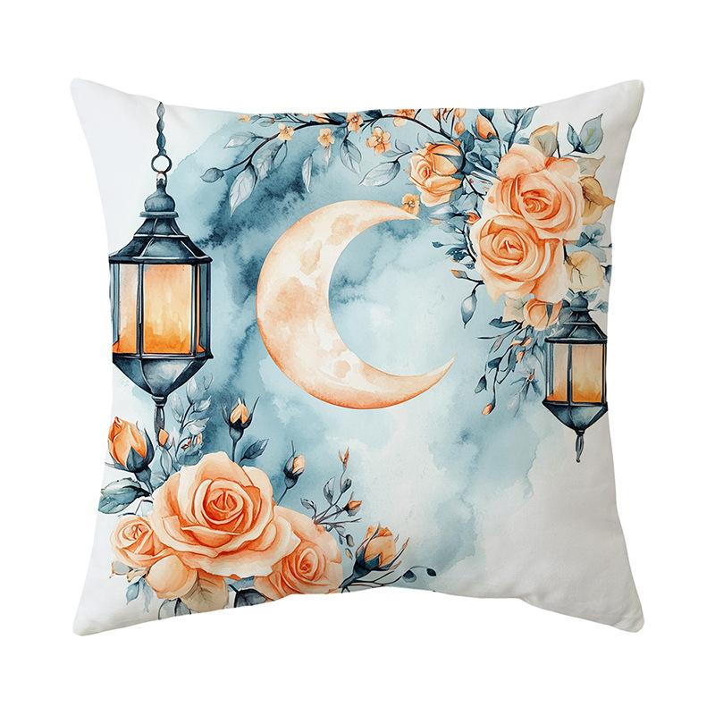Golden Moon Print Pillow Cover Super Soft Short Plush Retro Home Sofa Decorative Cushion Cover