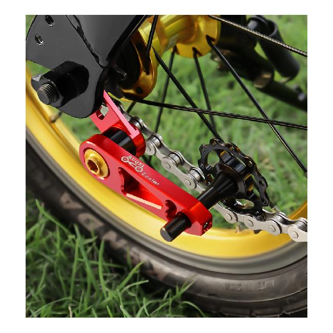 Single speed folding bicycle rear dial chain guide oval disc modified crimp chain to prevent chain drop