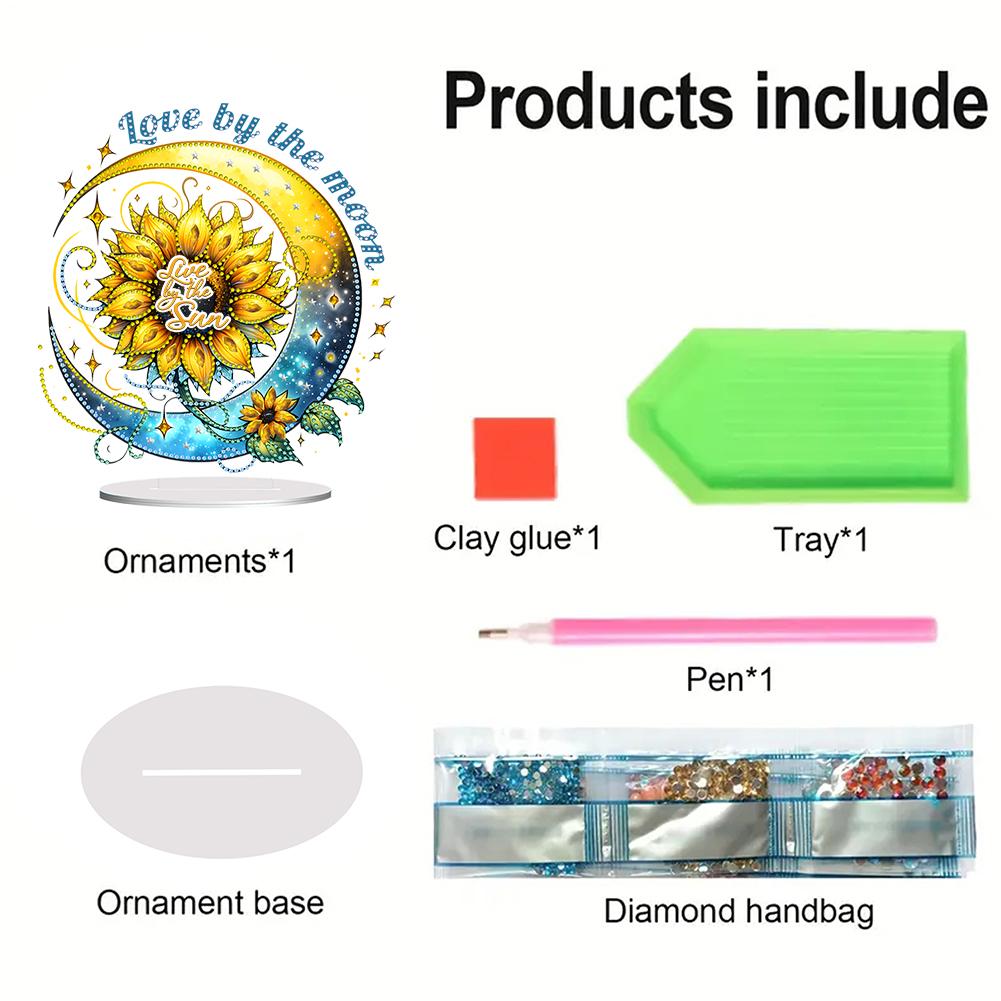 Special Shape Sunflower Moon Diamond Painting Desktop Ornaments Kit 5D DIY Diamond Art Tabletop Decorations Bedroom Table Decor