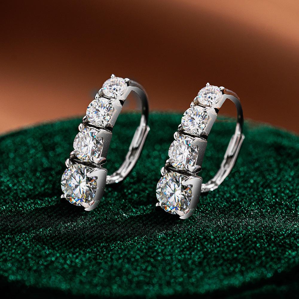 

Sparkling Graduated Moissanite Hoop Earrings for Women | 925 Sterling Silver Luxury Fine Jewelry for Daily Wear & Gifts золотой