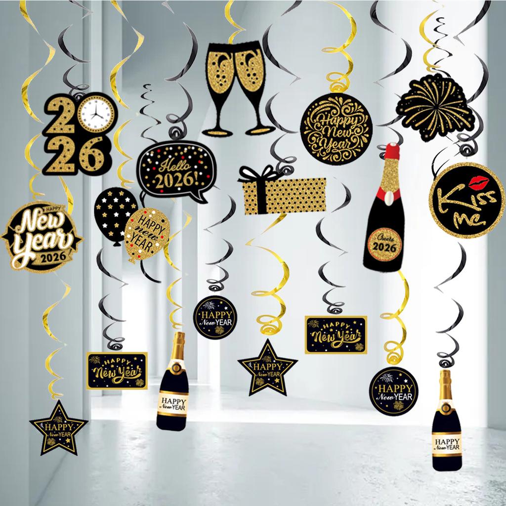 New Year'S Day Theme Party Spiral Pendant New Year'S Eve Ball Decoration Arrangement Vortex Pendant
