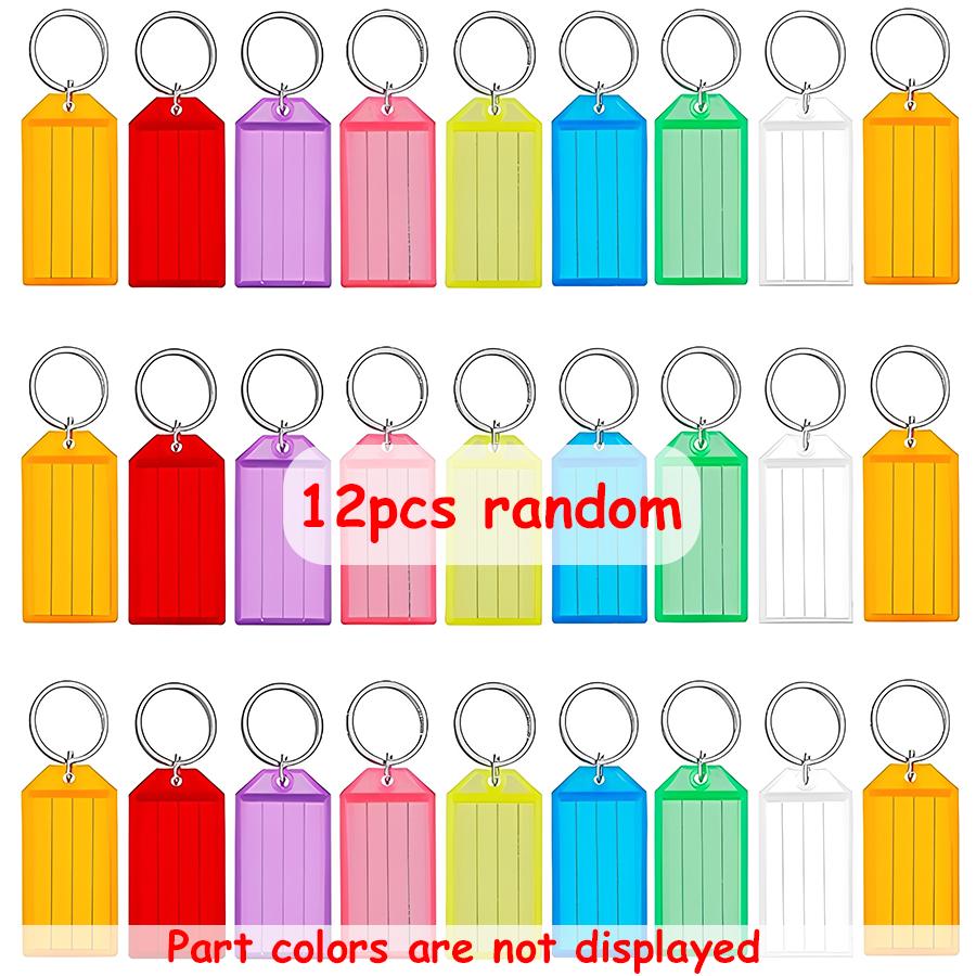 

12/36pcs 5.8x2.8cm Writable Folding Keychain Colorful Plastic Key Chain Tags with Ruled Blank Paper Labels for Luggage Backpack