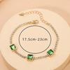 Elegant Gold Bracelet With Green Square Crystals And Rhinestones - Fashion Jewelry For Women Party Daily Wear