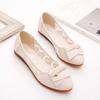 Hochwertige weiche Leder Frühling und Sommer flacher Mund runden Kopf Casual Schuhe koreanischen All-Match Lace Hohl Pumps Frauen