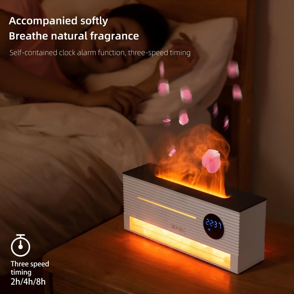 New Flame Rock Humidifier 260ML Large Capacity Aroma Essential Oil Fragrance Diffuser Clock Colourful Flame Abiment Night Lights