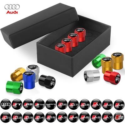 Car Styling 3D Aluminum Metal Car Wheel Tire Valve Cap Cover for Qwe1 RS S SLINE A3 A6 Q3 Quattro Q7 TT A1 A2 A3 A8 A7 S3 S4 S6