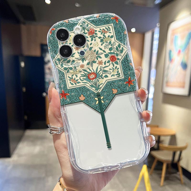 

Кремовый волнистый изогнутый силиконовый глянцевый мягкий чехол, традиционный китайский чехол с принтом в виде веера, задняя крышка мобильного телефона для iPhone, Samsung, Xiaomi Xiaomi Poco C65 чистый