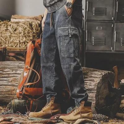 Men's Heavyweight Retro Wide-Leg Harem Jeans - Trendy Autumn/Winter Overalls