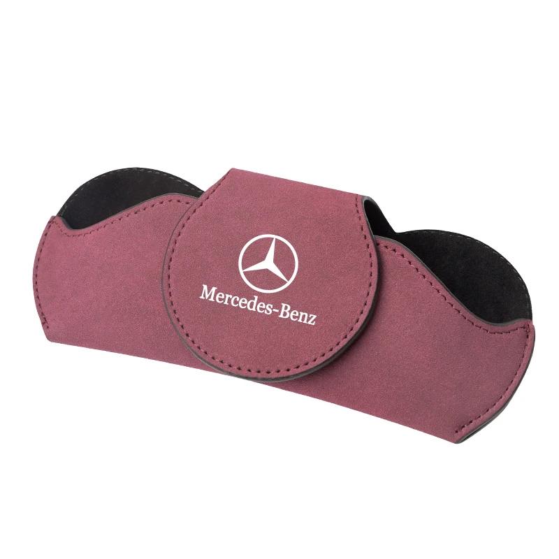 

GLC GLB Car Logo Glasses Case Sun Visor Sunglasses Card Organizer Box For Mercedes Benz AMG W203 W206 W220 W205 W211 W212 W201 червоний