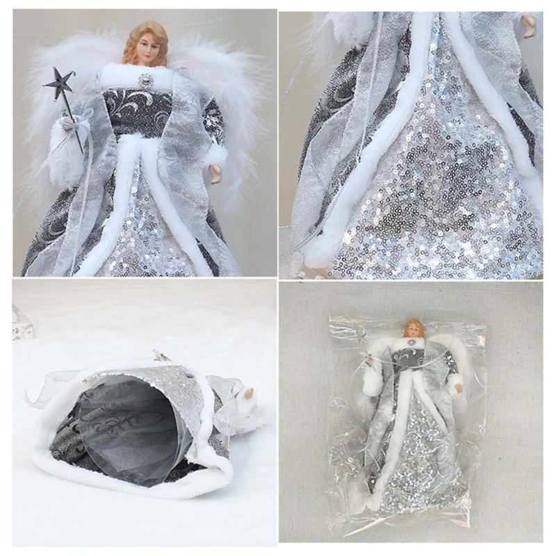 Weihnachtsbaum Dekoration Zubehör Plüsch Flügel Engelbäume Spitze Stilvolles Feiertagsaccessoire Festliche Ornament Dekorationen