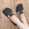 Fashion Women Striped Linen Canvas Flat Shoes Vegan Hemp Comfortable Ladies Casual Espadrilles Loafers Grey Blue 2024
