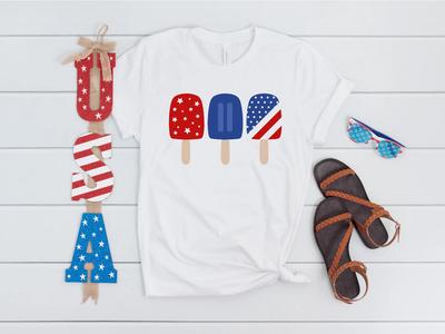 Red White Blue Popsicle shirt,Ice Cream Shirt, Rainbow America, 4th of July Shir