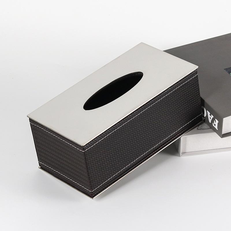 Light Luxury Designer Woven Leather Tissue Box Ornaments Living Room Desk Hotel Model Room Tissue Box Soft Decorations