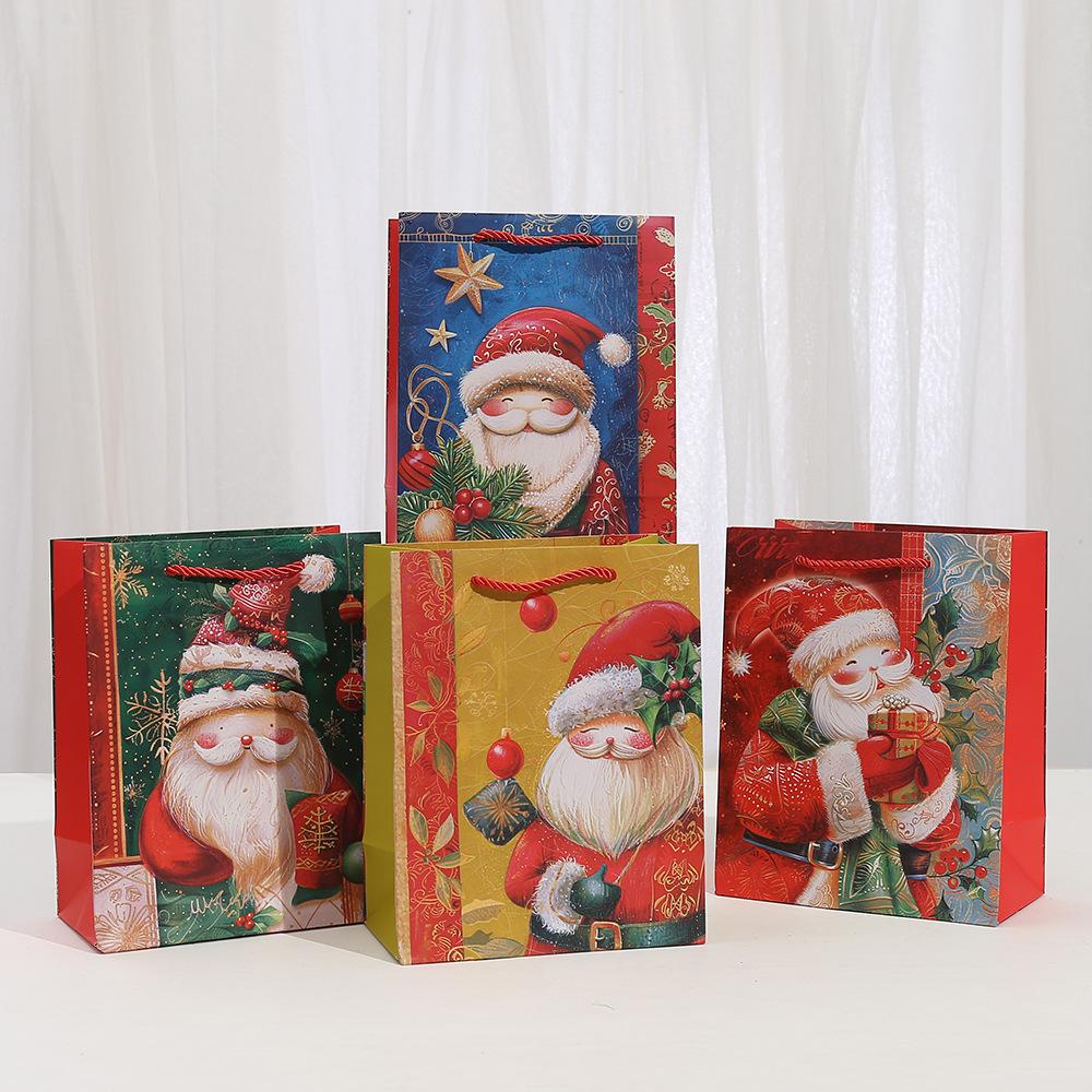 

StoBag, Christmas Santa Gift Bags, Perfect for Holiday, Winter Party Supplies, Packing Candy, Reusable Paper, 6/10pcs 10pcs&18x10x23cm
